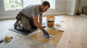rethane adhesive on concrete subfloor