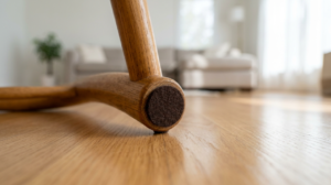 Chair leg on refinished floor