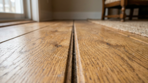 Hardwood floor gap visible