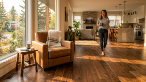 Home interior with hardwood floor