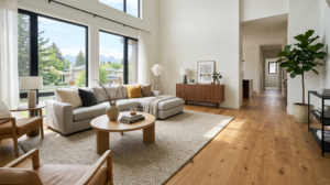 Living room with hardwood flooring