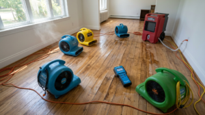 Professional Drying Equipment Restoring Hardwood Floors