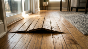 Hardwood floor buckling damage