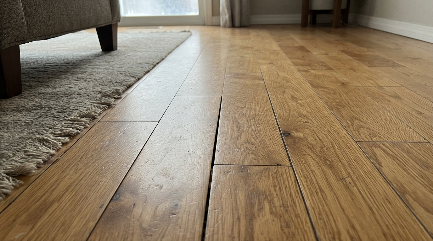 Hardwood floor gaps Calgary winter