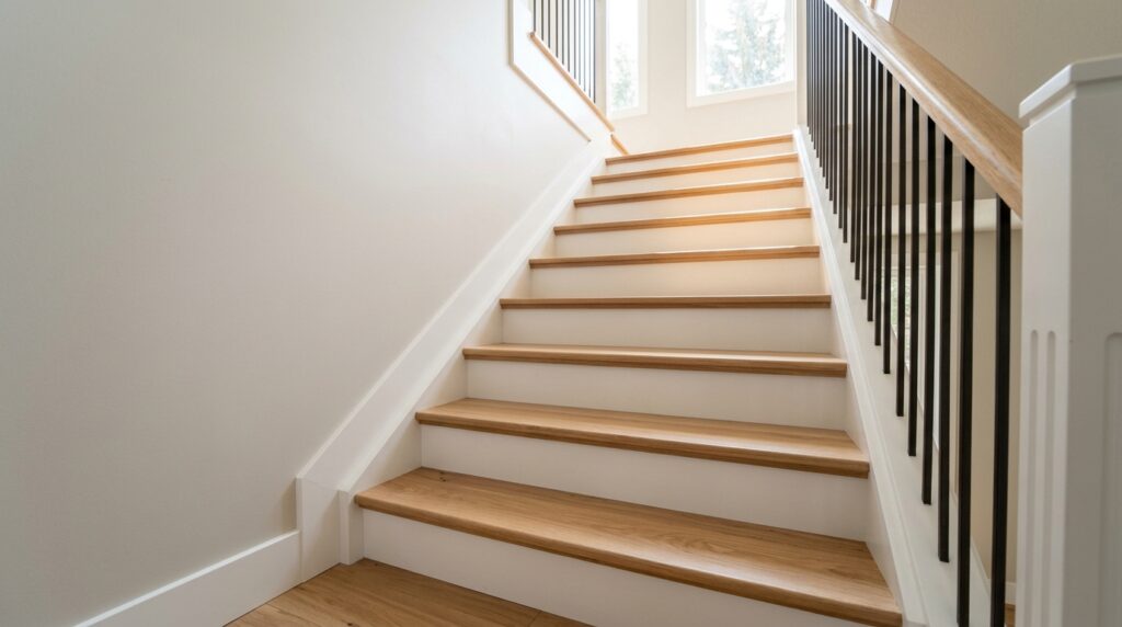 Hardwood staircase refinished home